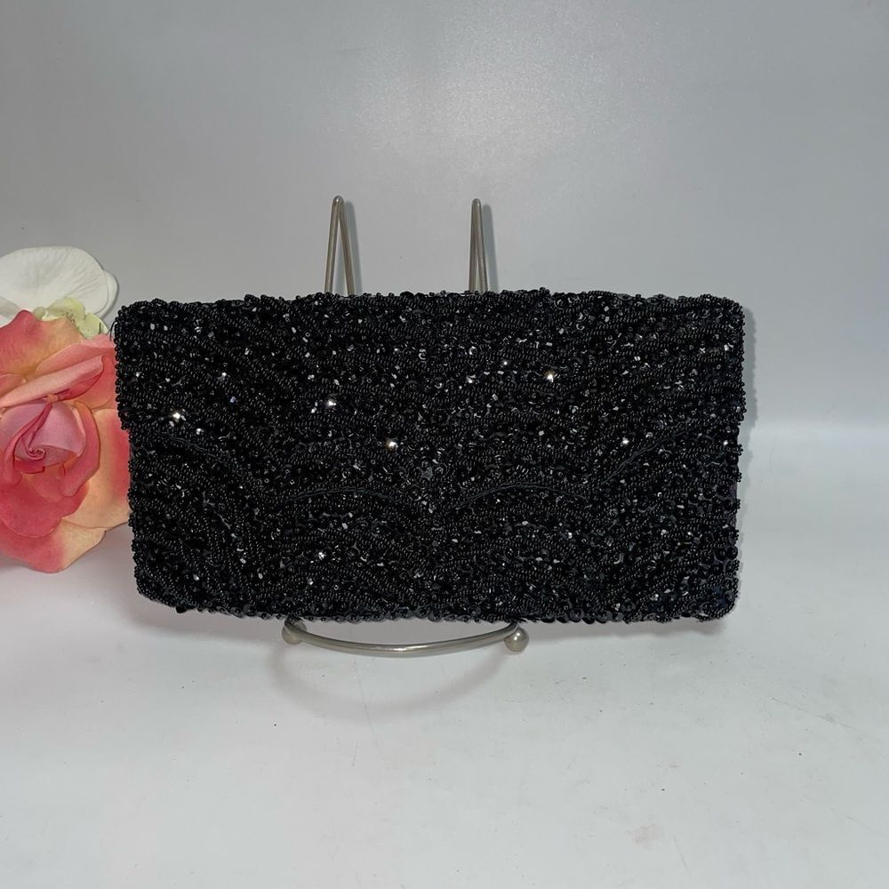 Elegant Walborg Black Beaded Clutch